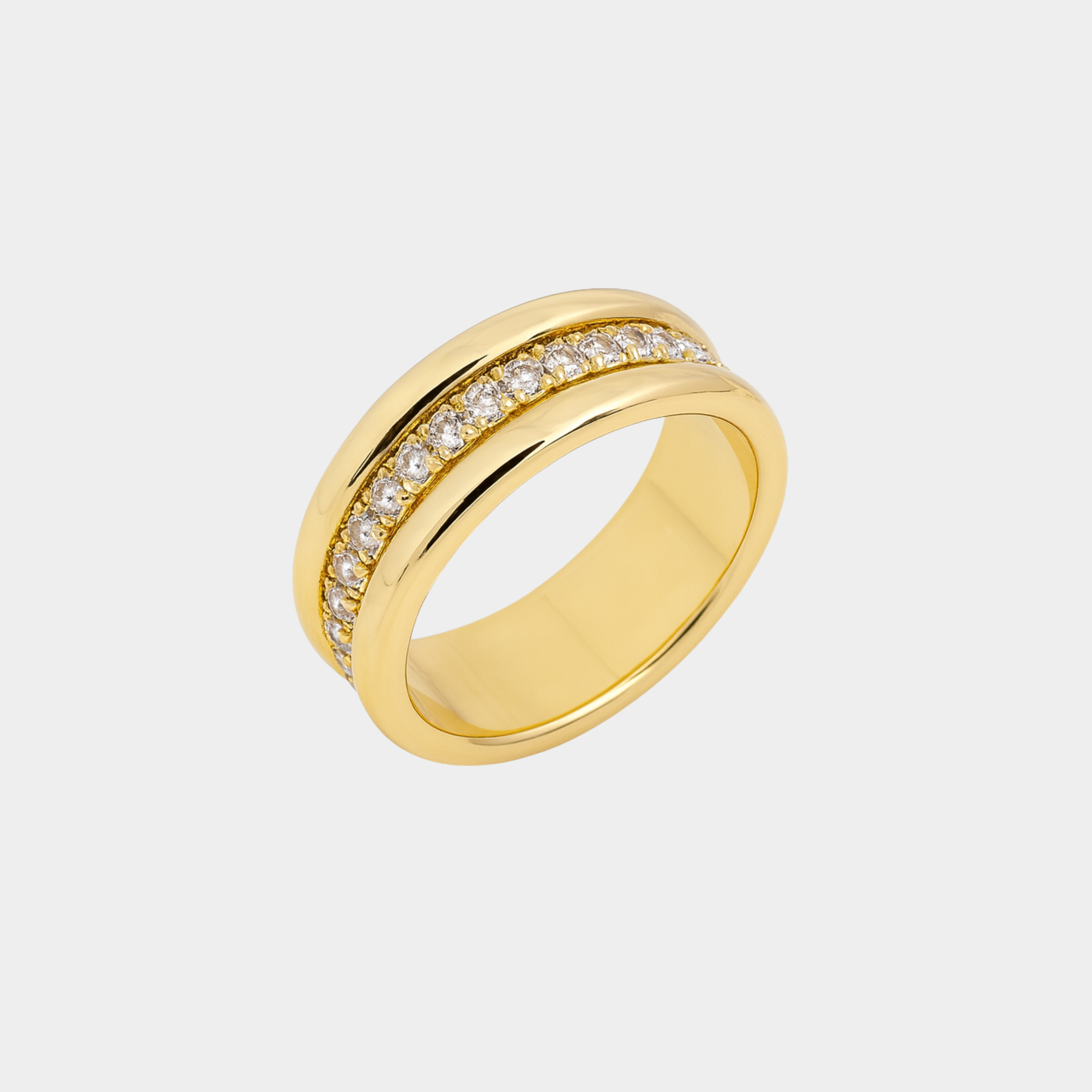 Inel elegant din zircon cu inserție dublă