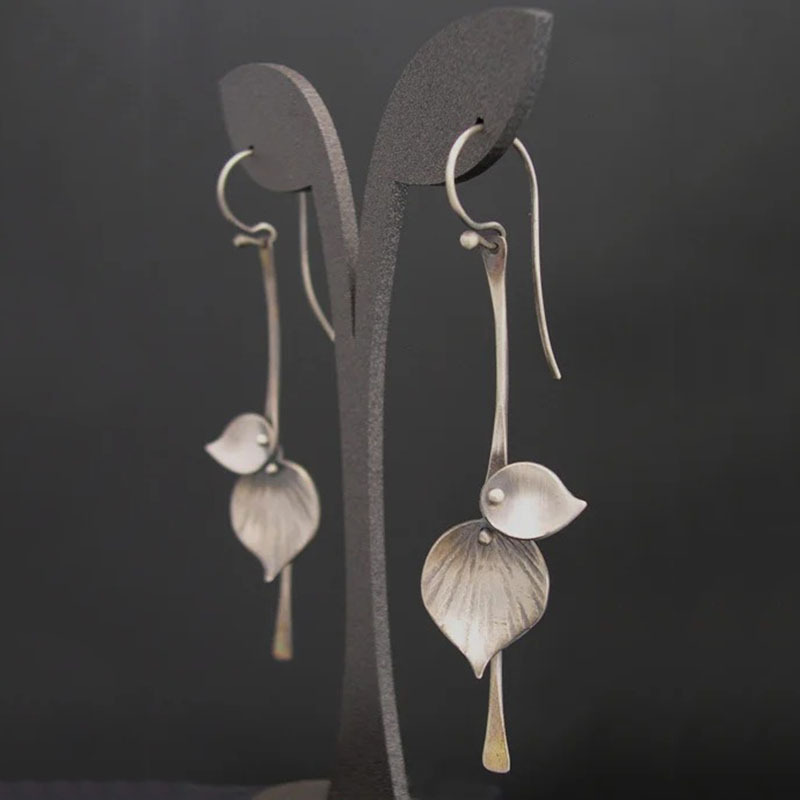 Karin - Cercei vintage din argint în formă de frunză