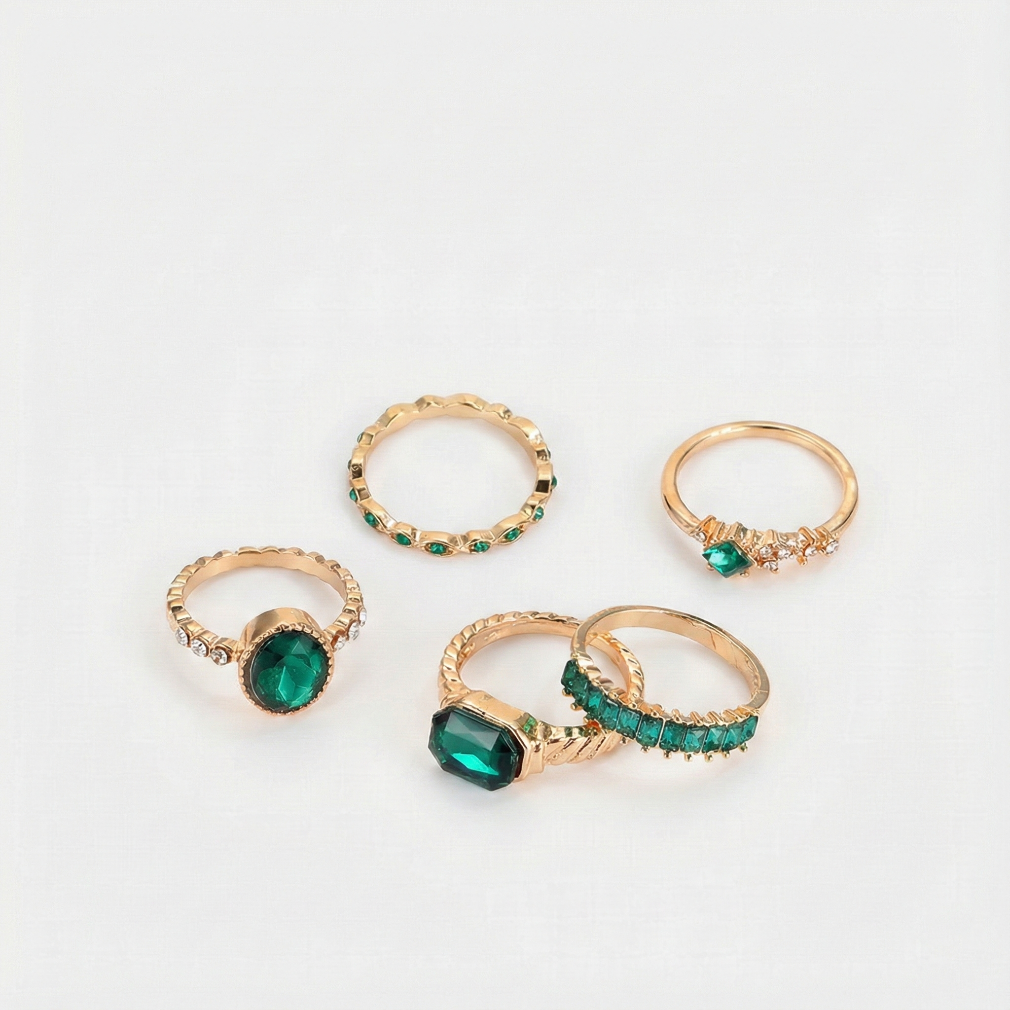 Melanie - Set exclusiv de inele cu smarald