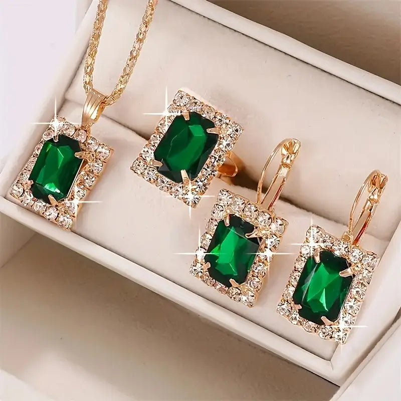 Sylvara Greenveil Set de bijuterii | Aur alb