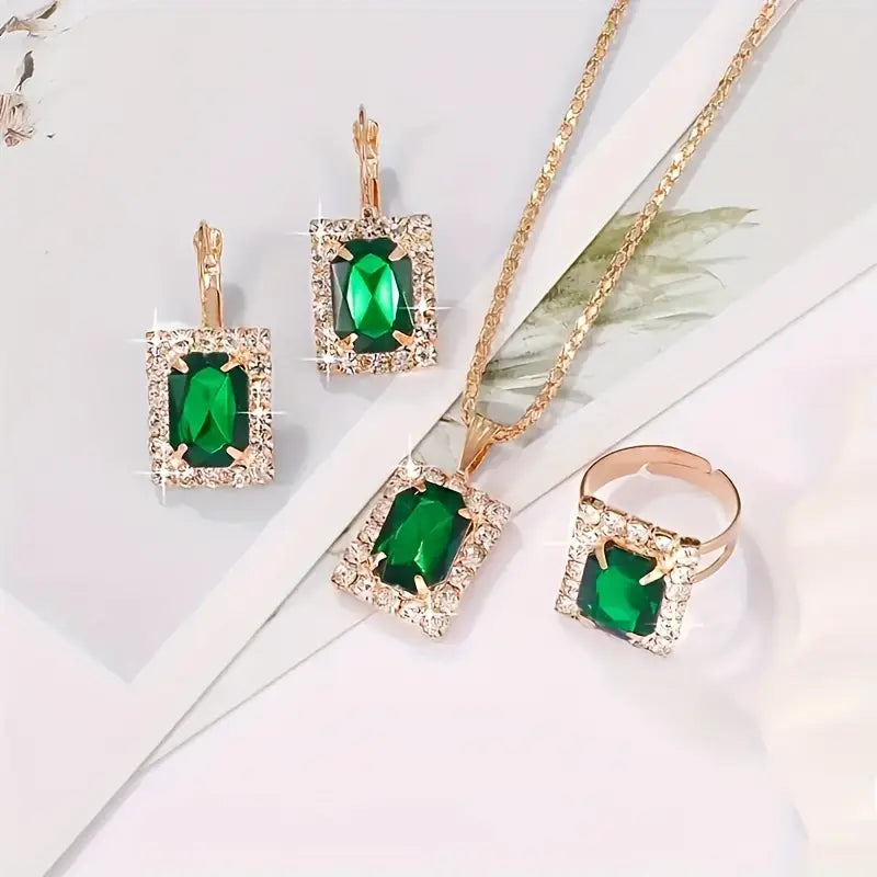Sylvara Greenveil Set de bijuterii | Aur alb